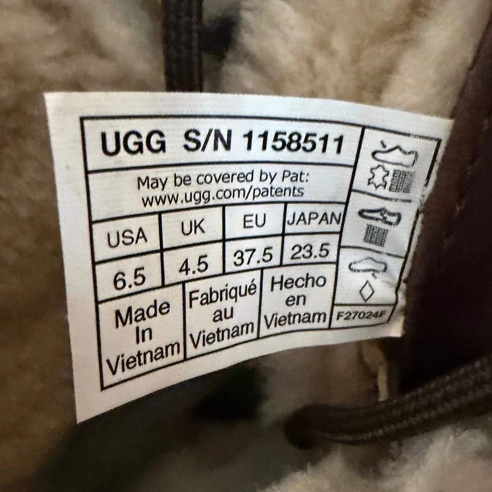 UGG Adirondack III Waterproof Stout Brown Leather Winter Boots Women 6.5